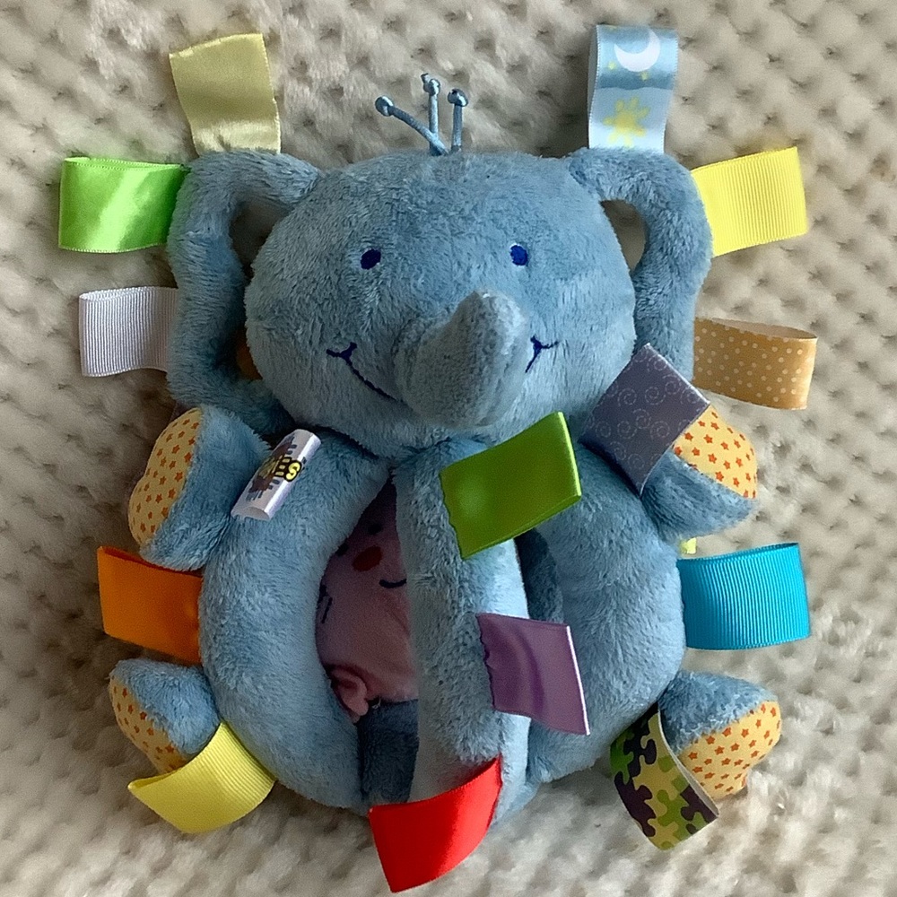 TaGgiEs Plush Blue Elephant Rattle Stuffed Animal Crinkle Baby Toy